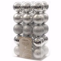 Christmas Silver kerstboom decoratie kerstballen 6 cm zilver 30 stuks   -