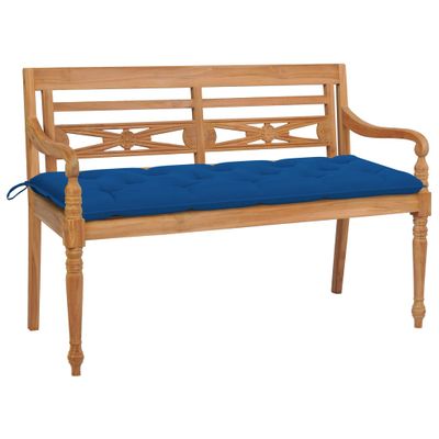 vidaXL Bank Batavia met blauw kussen 150 cm massief teakhout vidaXL Bank Batavia met blauw kussen 150 cm massief teakhout