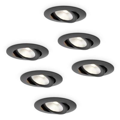 6x Lugo LED Inbouwspots - Zwart - Dimbaar - 5 Watt 450 Lumen - 2700K Warm Wit Licht - Kantelbaar - IP65 - Voor Binnen & Buiten 6x Lugo LED Inbouwspots - Zwart - Dimbaar - 5 Watt 450 Lumen - 2700K Warm Wit Licht - Kantelbaar - IP65 - Voor Binnen & Buiten