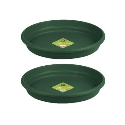 Opvangbord - 2x - groen - kunststof - D38 cm - onderschaal/opvangbord