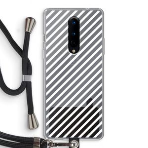 Strepen zwart-wit: OnePlus 8 Transparant Hoesje met koord