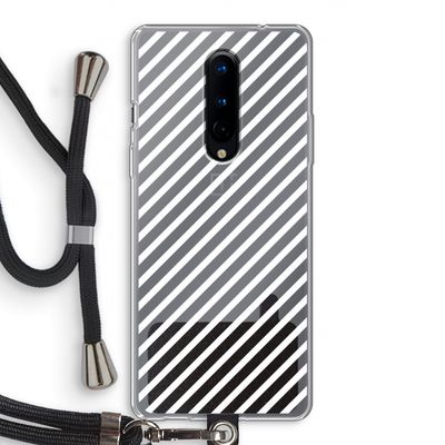 Strepen zwart-wit: OnePlus 8 Transparant Hoesje met koord