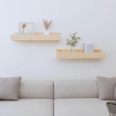 Wandschappen 2 st 50x12x9 cm massief grenenhout