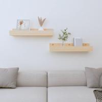 Wandschappen 2 st 50x12x9 cm massief grenenhout