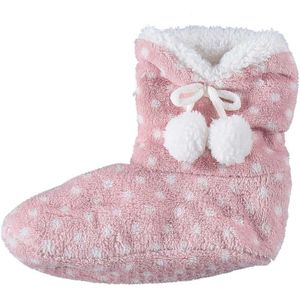 Roze hoge sloffen/pantoffels stippen voor meisjes maat 28-30 28/30  -