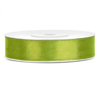 1x Lime groene satijnlint rol 1,2 cm x 25 meter cadeaulint verpakkingsmateriaal   -