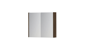 INK SPK1 spiegelkast met 2 dubbel gespiegelde deuren, 1 verstelbaar glazen planchet, stopcontact en schakelaar 70 x 14 x 60 cm, fineer chocolate