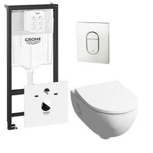 Geberit 300 basic toiletset inclusief Grohe inbouwreservoir en Grohe Arena bedieningsplaat chroom 0729205/0729240/sw398922/