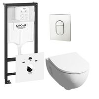 Geberit 300 basic toiletset inclusief Grohe inbouwreservoir en Grohe Arena bedieningsplaat chroom 0729205/0729240/sw398922/ - thumbnail