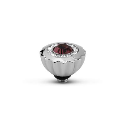 Melano Twisted Ribbed CZ Steentje Aubergine Zilver