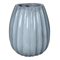 Lionne Witte keramische pot geribbelde bol rond S