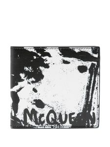 Alexander McQueen portefeuille en cuir à imprimé graffiti - Noir