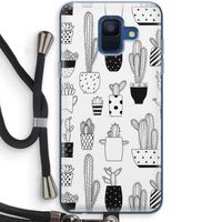 Cactusmotief: Samsung Galaxy A6 (2018) Transparant Hoesje met koord