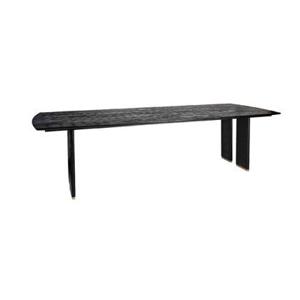 PTMD Liber Black Mango Wood Dining Table 200cm Gold Leg