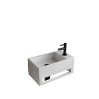 Fonteinset BWS Solid Surface Met Handdoekhouder Rechts Mat Wit Mat Zwart