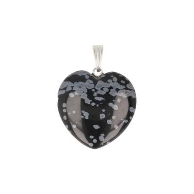 Hartvormige Edelstenen Hanger van Obsidiaan Sneeuwvlok (25 mm)