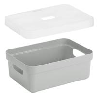 Sunware Opbergbox met transparante deksel - 1x stuks - lichtgrijs - 9 liter - kunststof - 35x25x12