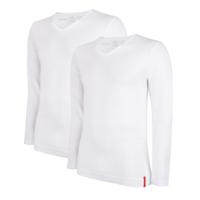 Undiemeister® Slim Fit Longsleeve V-hals 2-pack Chalk White - Kwaliteit Heren Ondershirts - XXXL