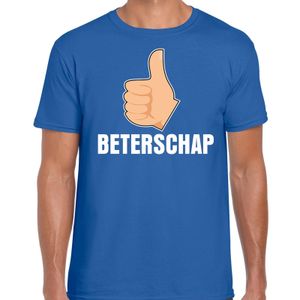 Beterschap duim omhoog cadeau shirt blauw voor heren