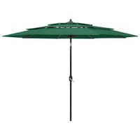 VidaXL Parasol 3-laags met aluminium paal 3 m groen