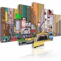 Schilderij - Tekening van New York, multi kleur , 5 luik - thumbnail