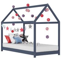 Kinderbedframe massief grenenhout grijs 80x160 cm