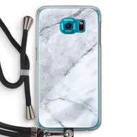 Witte marmer: Samsung Galaxy S6 Transparant Hoesje met koord