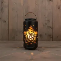 Anna&apos;s Collection LED lantaarn hert zwart/goud Ø 12 x 25,5cm