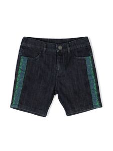 Roberto Cavalli Junior short en jean à logo brodé - Bleu