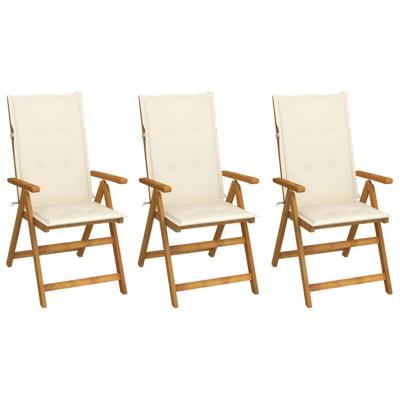 Tuinstoelen 3 st inklapbaar met kussens massief acaciahout