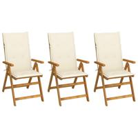 Tuinstoelen 3 st inklapbaar met kussens massief acaciahout