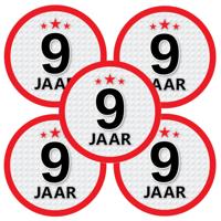 9 jaar leeftijd sticker - 5x - rond - Dia 15 cm - 9 jaar verjaardag - jubileum - leeftijd versiering
