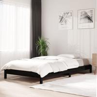 Bed stapelbaar 75x190 cm massief grenenhout zwart