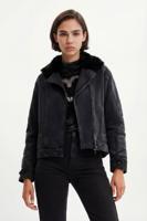 Truckerjack met imitatiebont - BLACK - XL