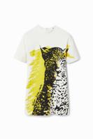 Korte jurk met kattenprint - WHITE - L - thumbnail