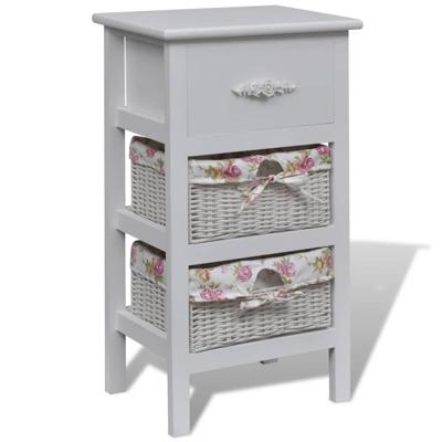 Kast met 1 lade en 2 manden paulowniahout wit