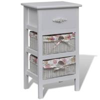Kast met 1 lade en 2 manden paulowniahout wit