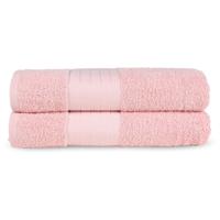 Good Morning Handdoeken set van 2 "Uni" - Roze - (70x140 cm) - Katoen