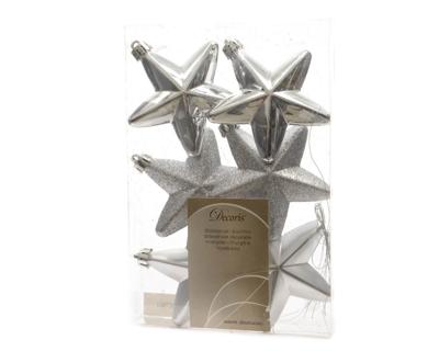 Ster plastic glans-mat-glitter/7.5cm/zilver - Ksd