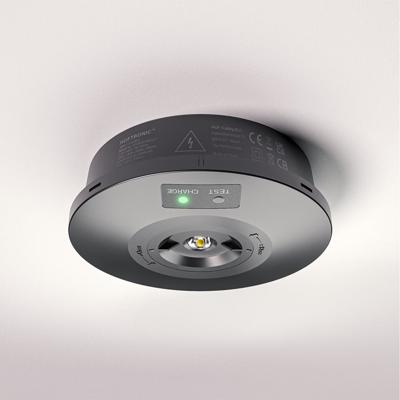 HOFTRONIC™ Fuga - LED Noodverlichting Opbouwspot Rond - Zwart - 1,6 Watt 270 Lumen - IP65 waterdicht - Autotest-functie & Testknop - Verwisselbare Lens - 6500K Daglichtwit Licht