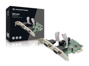 Conceptronic SRC01G 2 poorten Seriële interfacekaart PCI-Express, Serieel (9-pol.) PCIe