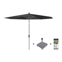 Platinum Riva parasol 3 m. rond - Premium - Faded Black + voet + hoes