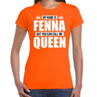 Naam cadeau t-shirt my name is Fenna - but you can call me Queen oranje voor dames