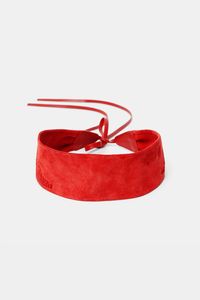 Leren sjerp met bloemen - RED - U