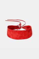 Leren sjerp met bloemen - RED - U