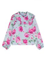 Miss Blumarine blouse volantée à fleurs - Bleu