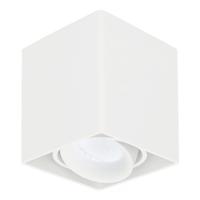 Vierkante LED Opbouwspot Esto - Kantelbaar - Dimbaar - 6000K daglicht wit - 5 Watt 400 lumen - GU10 - Plafondspot - Voor binnen - Vervangbare afdekring - Wit