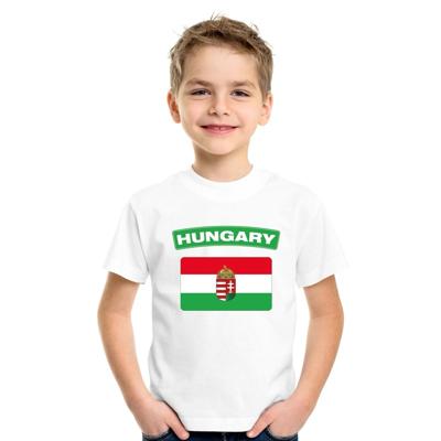 Supporters kleding - t-shirt van vlag Hongarije - wit - voor kinderen - korte mouwen - sport