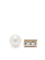 Aliita boucles d'oreilles Mono Perla Baguette en or 9ct