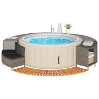 Hottub-ombouw poly rattan massief acaciahout grijs Hottub-ombouw poly rattan massief acaciahout grijs
